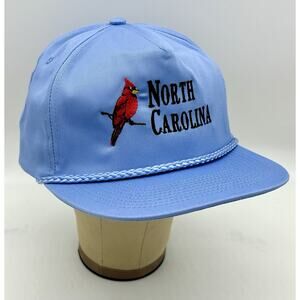 Vintage North Carolina Cardinal State Bird Hat Trucker Grandpa Cap Rope Snapback